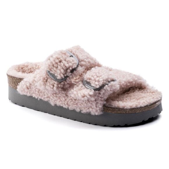 Birkenstock Arizona Crystal Rose Big Buckle Teddy Shearling Sandal EU 40 NIB - Picture 1 of 15